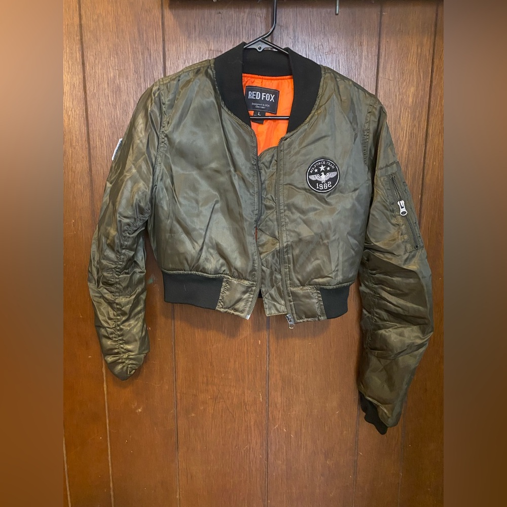 Red Fox Olive Bomber Jacket for Women